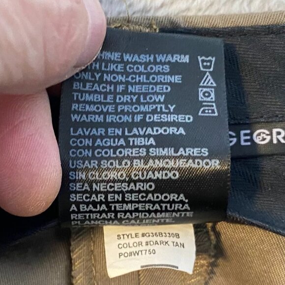 George Mens Pants 44x30 Dark Tan Polyester Chino Flat Front Classic Casual - Picture 7 of 11